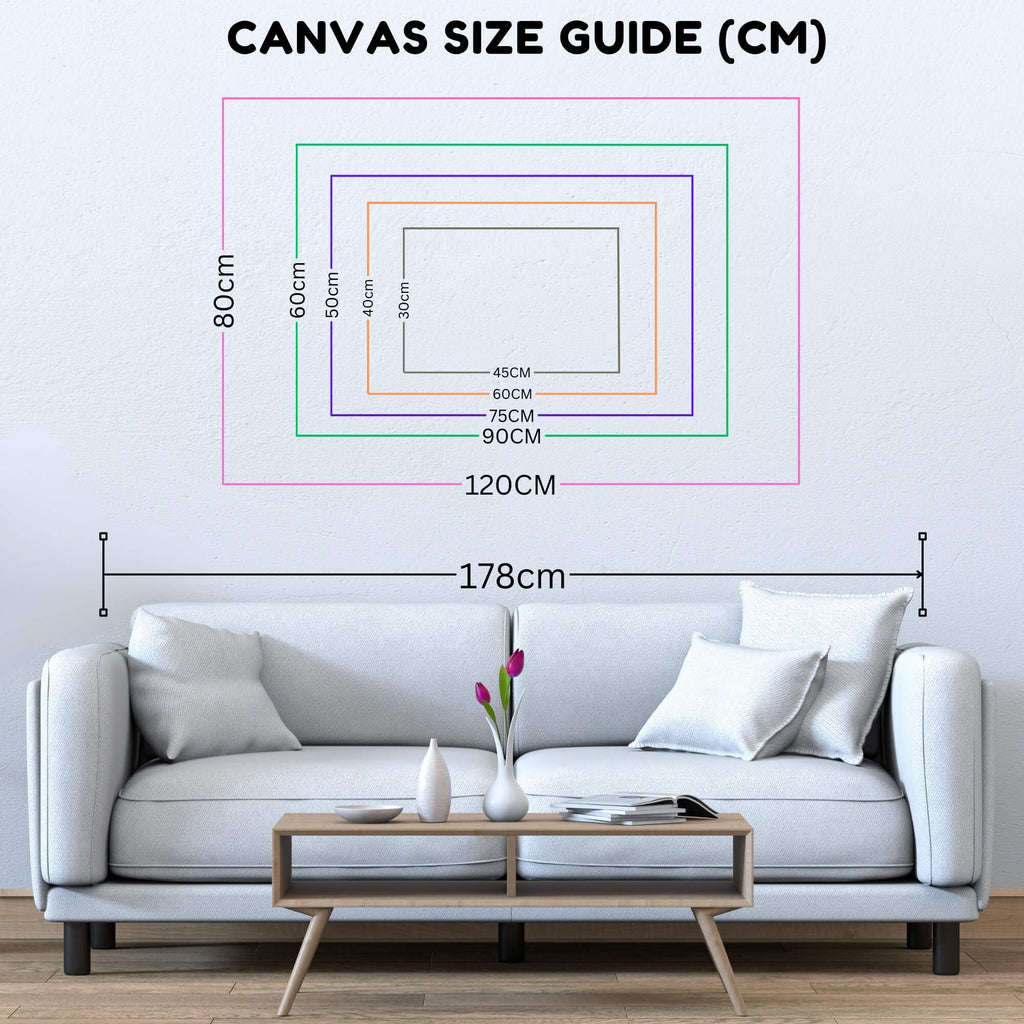 Canvas Print size map in centimeters