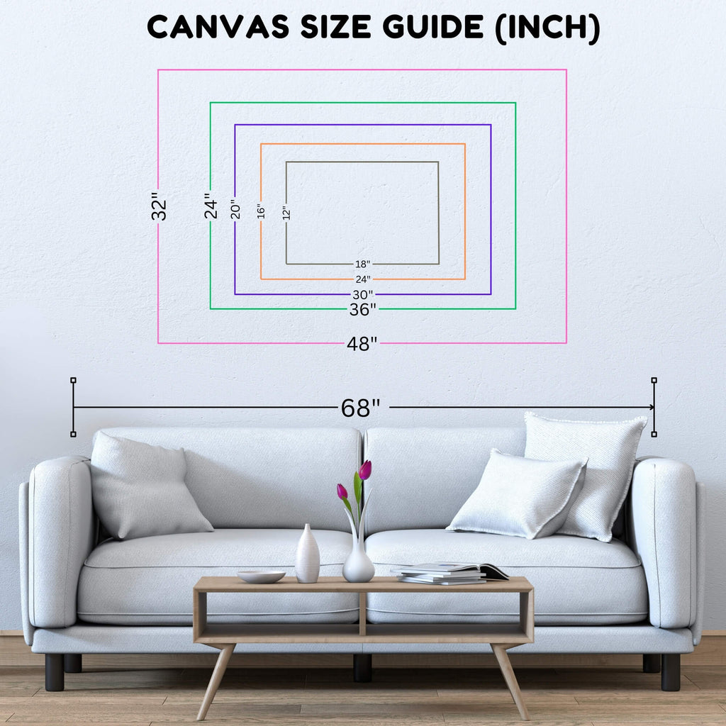 canvas size map in inches