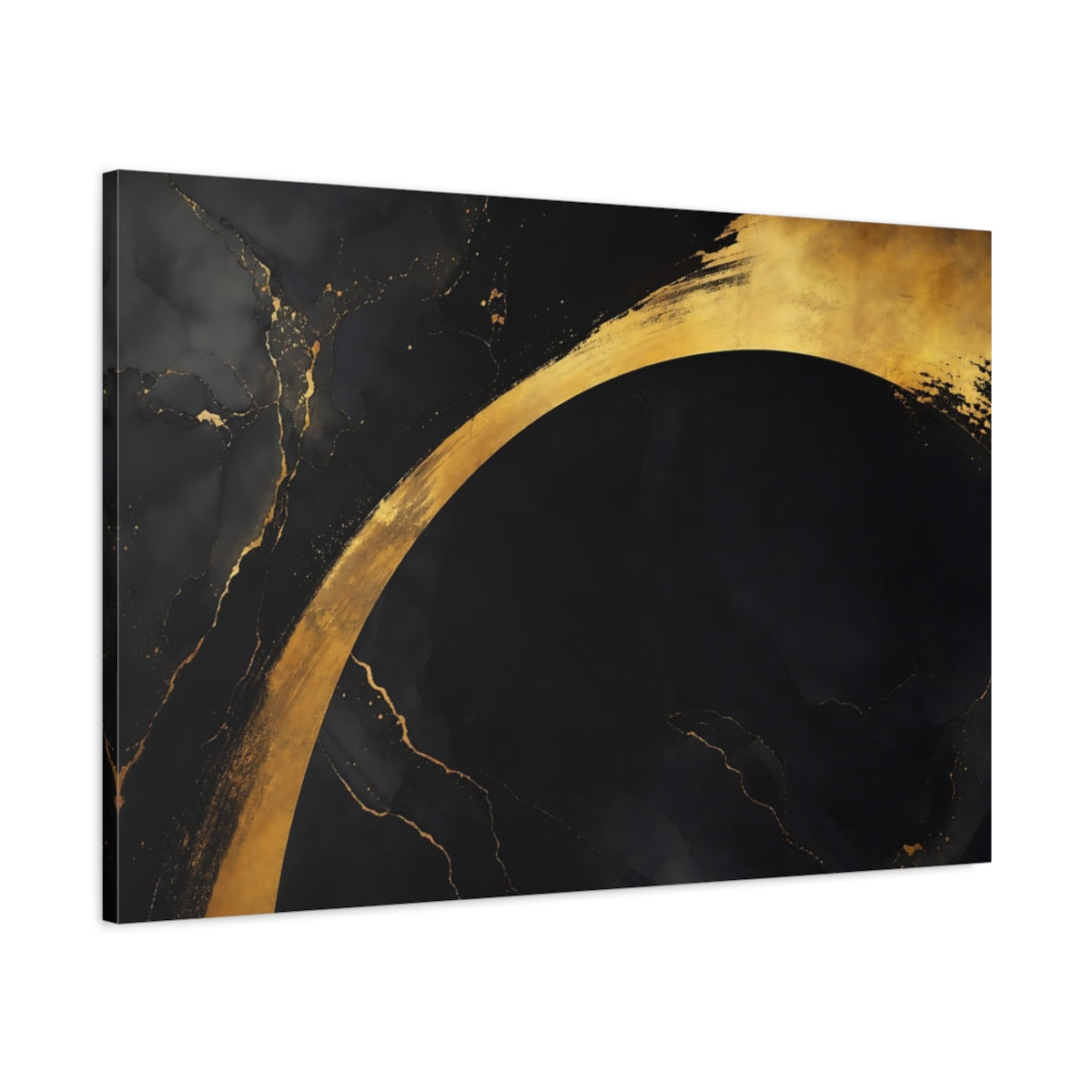 Main Mockup. Abstract Abstract Arch Black And Gold shown as stretched canvas wall art