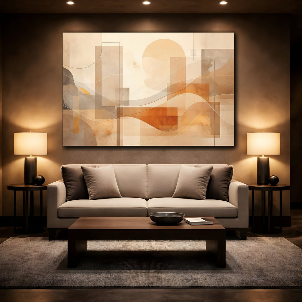 Mockup 2. Abstract Abstract Forms Abstract Geometric shown as stretched canvas wall art