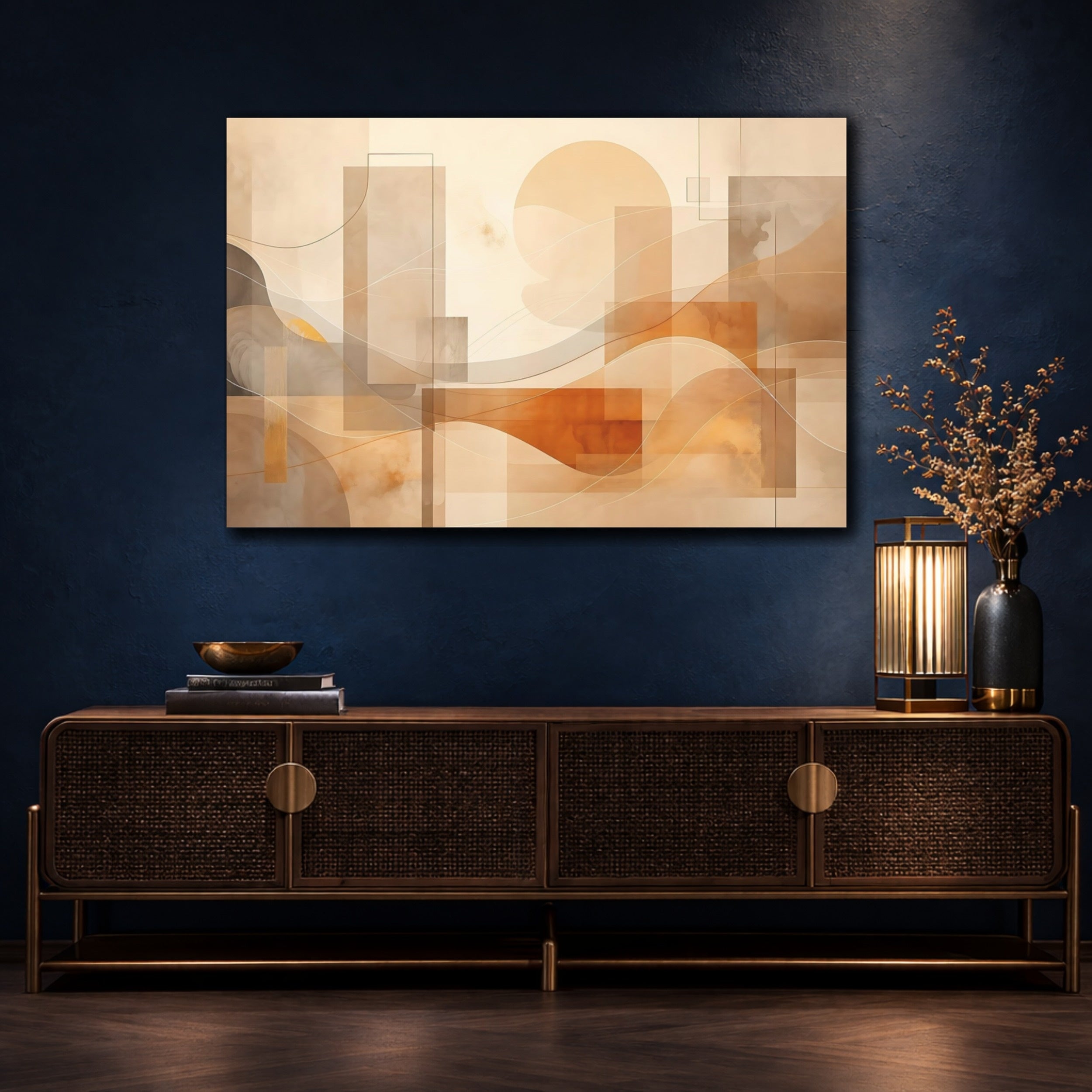 Mockup 4. Abstract Abstract Forms Abstract Geometric shown as stretched canvas wall art