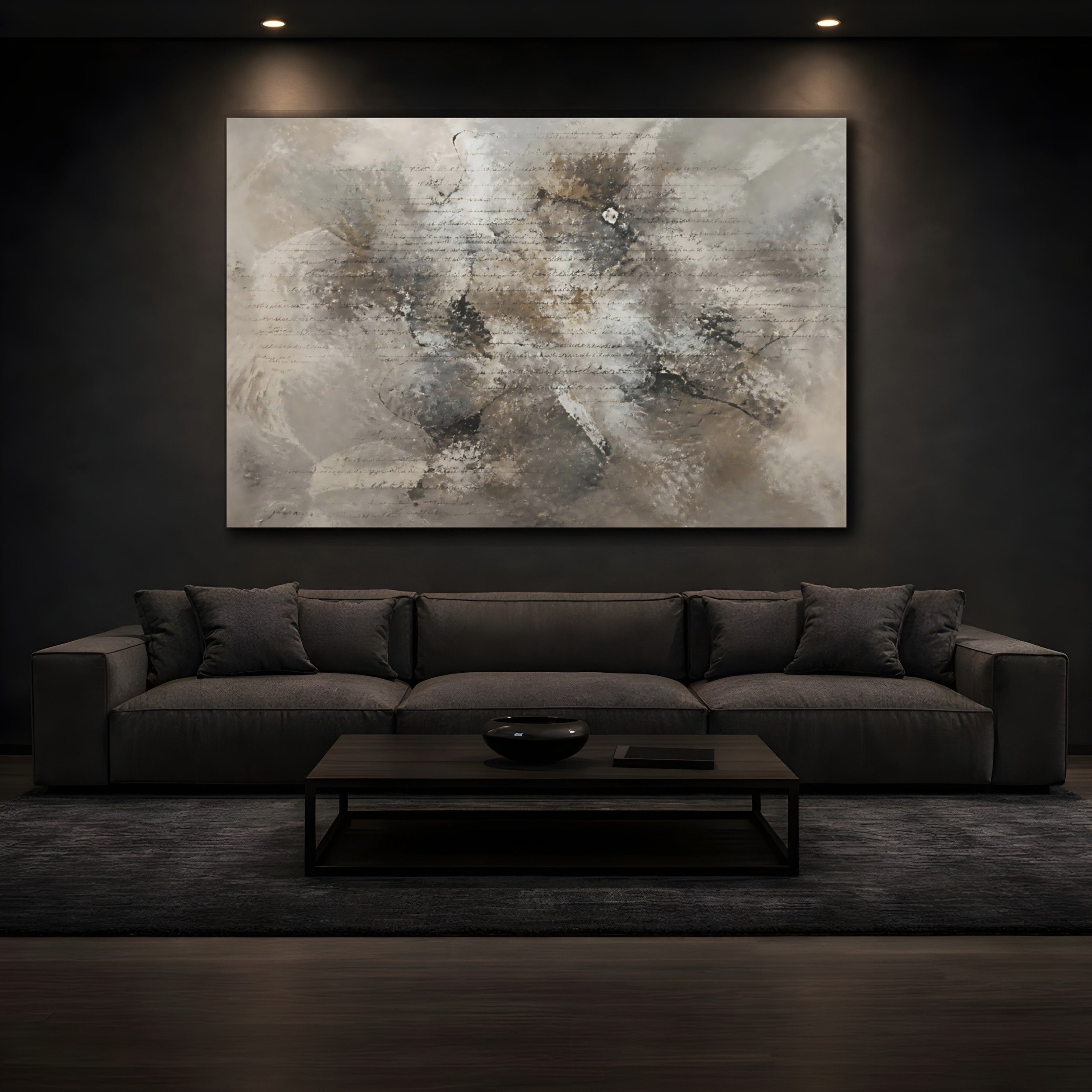 Mockup 3. Abstract Abstract Texture Brown Gray Abstract shown as stretched canvas wall art