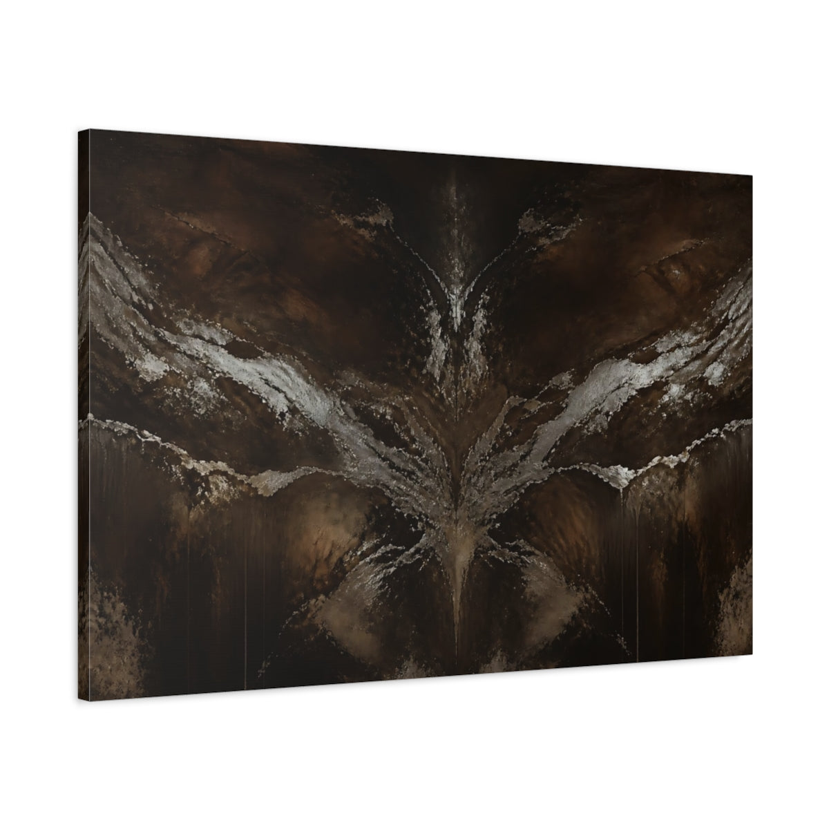Main Mockup. Abstract Abstract Texture Dark Brown Silver shown as stretched canvas wall art