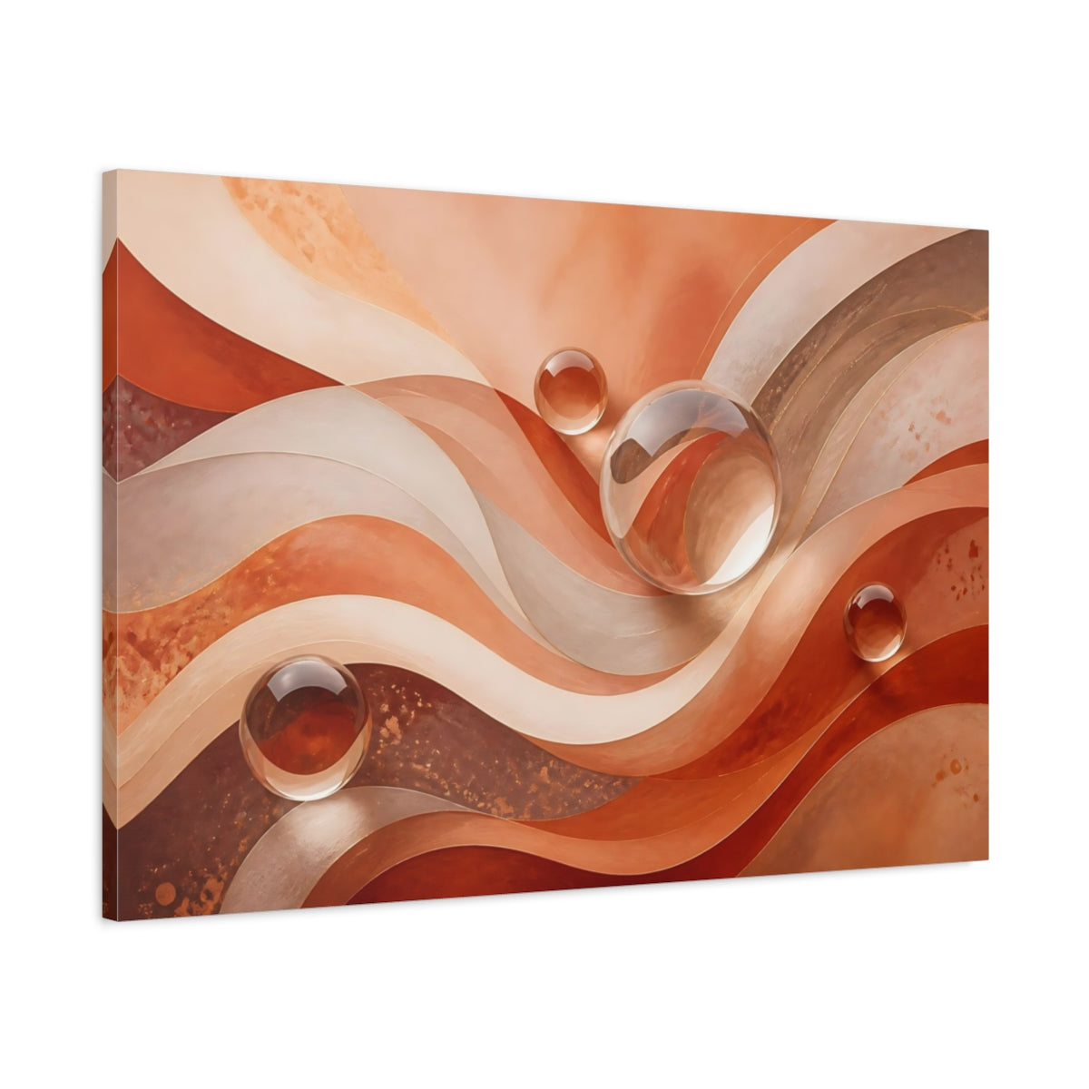 Main Mockup. Abstract Abstract Waves Earthy Tones Waves shown as stretched canvas wall art