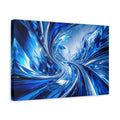 Side Mockup 4. Abstract Abstract Crystals Blue And Silver shown as stretched canvas wall art