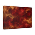 Side Mockup 4. Abstract Ethereal Drapes Red And Gold shown as stretched canvas wall art