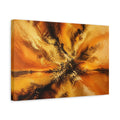 Side Mockup 4. Abstract Abstract Explosion Orange Gold Abstract shown as stretched canvas wall art