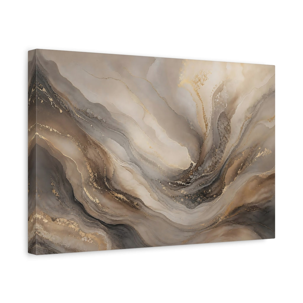 Side Mockup 4. Abstract Abstract Fluid Beige Gold Abstract shown as stretched canvas wall art