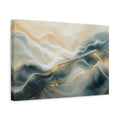Side Mockup 4. Abstract Flute Blue And Gold shown as stretched canvas wall art