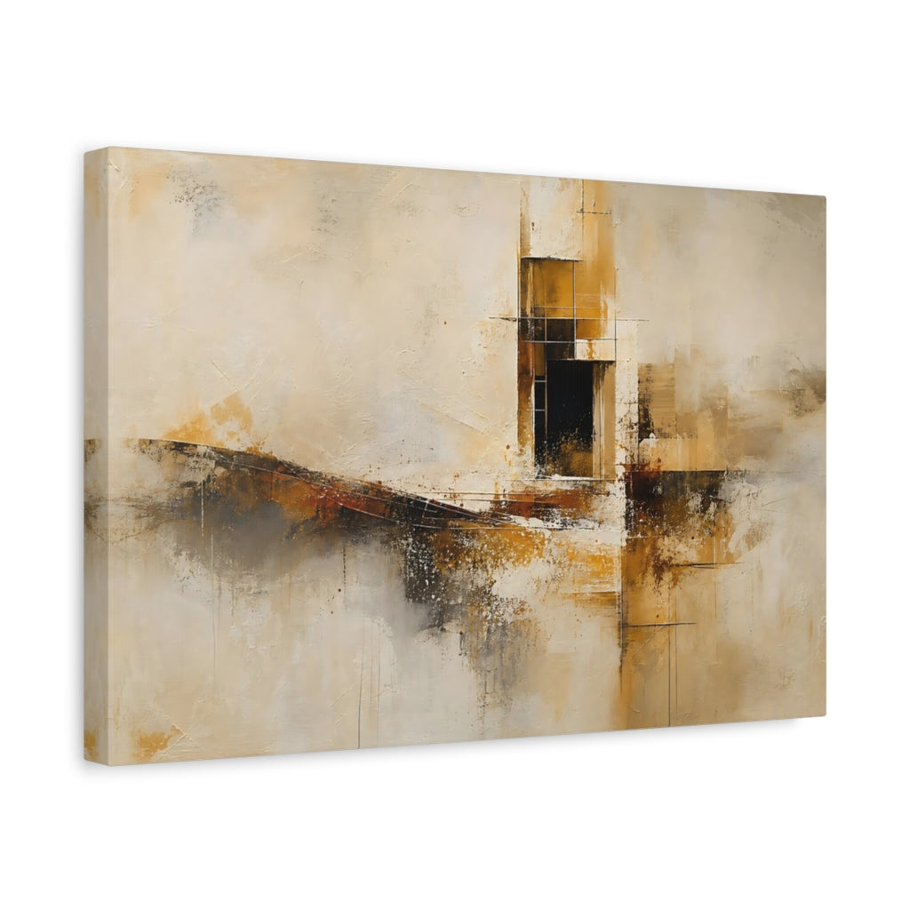 Side Mockup 4. Abstract Geometric Forms Abstract Gold Black Art shown as stretched canvas wall art