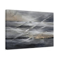 Side Mockup 4. Abstract Abstract Layers Gray Silver Gold shown as stretched canvas wall art