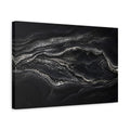 Side Mockup 4. Abstract Marble Texture Black And Silver shown as stretched canvas wall art