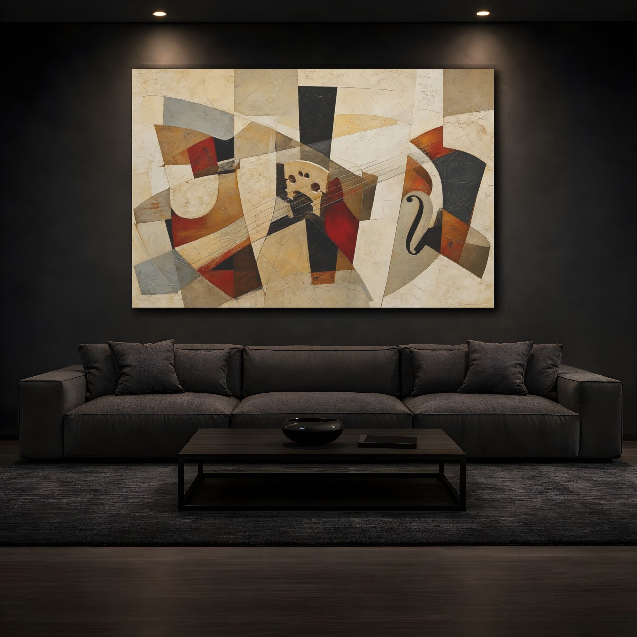 Mockup 3. Abstract Musical Instruments Abstract Music Art shown as stretched canvas wall art