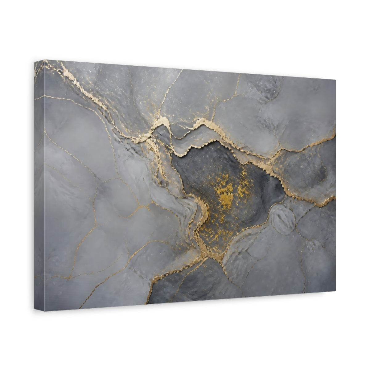Side Mockup 4. Abstract Abstract Pattern Gray And Gold shown as stretched canvas wall art