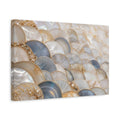 Side Mockup 4. Abstract Scallop Pattern Mother Of Pearl Gold shown as stretched canvas wall art