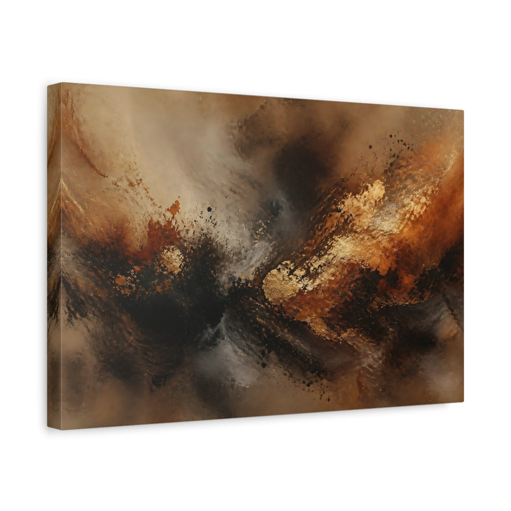 Side Mockup 4. Abstract Abstract Swirl Gold Black Brown shown as stretched canvas wall art