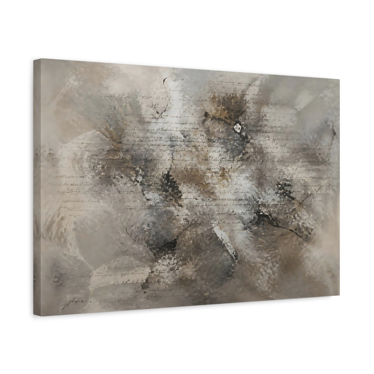Side Mockup 3. Abstract Abstract Texture Brown Gray Abstract shown as stretched canvas wall art