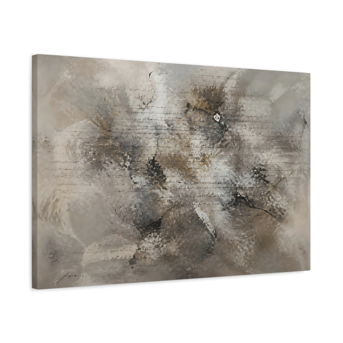 Side Mockup 2. Abstract Abstract Texture Brown Gray Abstract shown as stretched canvas wall art