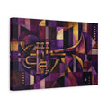 Side Mockup 4. Abstract Trumpet Purple Gold Abstract shown as stretched canvas wall art