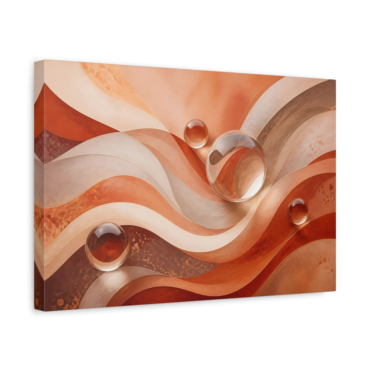 Side Mockup 4. Abstract Abstract Waves Earthy Tones Waves shown as stretched canvas wall art