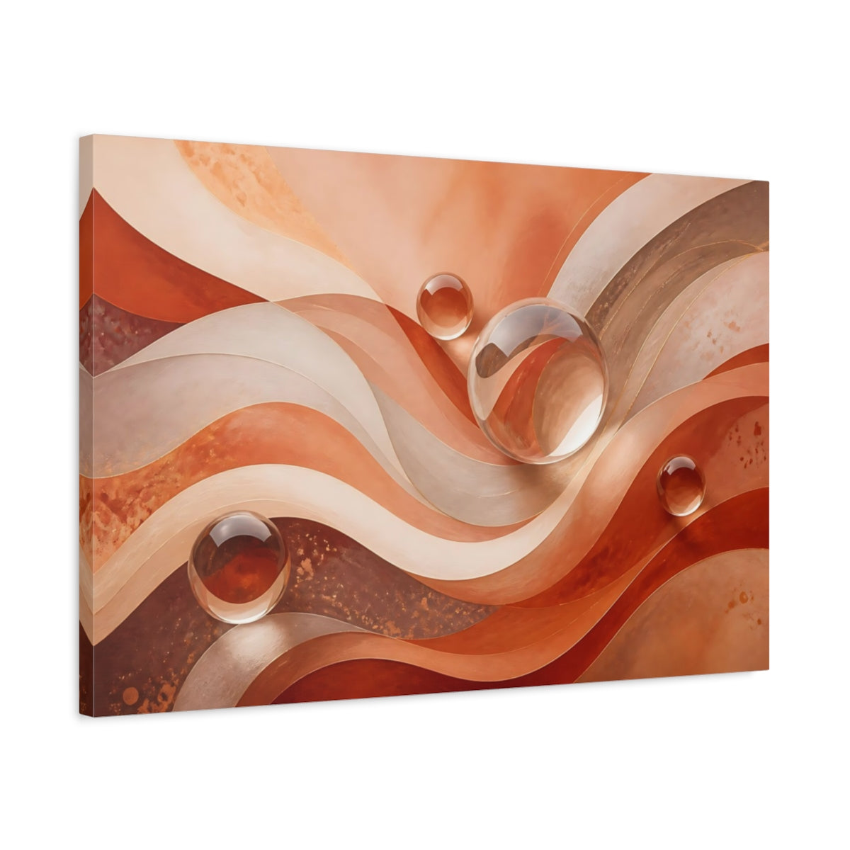 Side Mockup 2. Abstract Abstract Waves Earthy Tones Waves shown as stretched canvas wall art