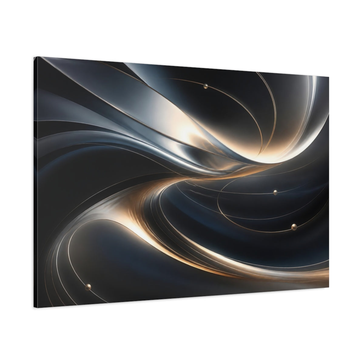 Side Mockup 1. Abstract Abstract Waves Metallic Wave Abstract shown as stretched canvas wall art