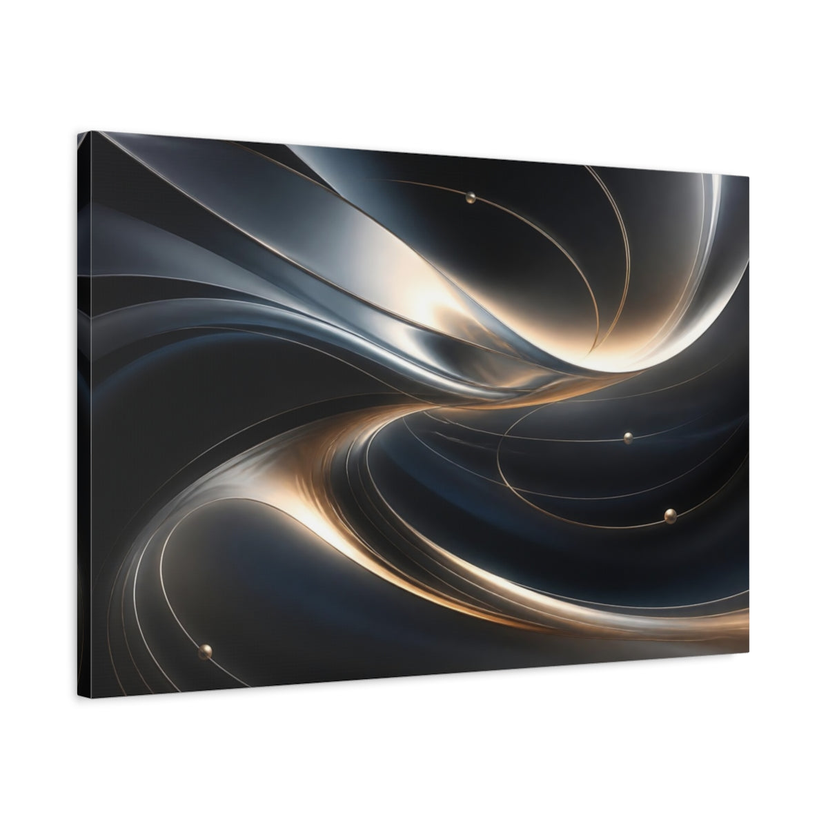 Side Mockup 2. Abstract Abstract Waves Metallic Wave Abstract shown as stretched canvas wall art