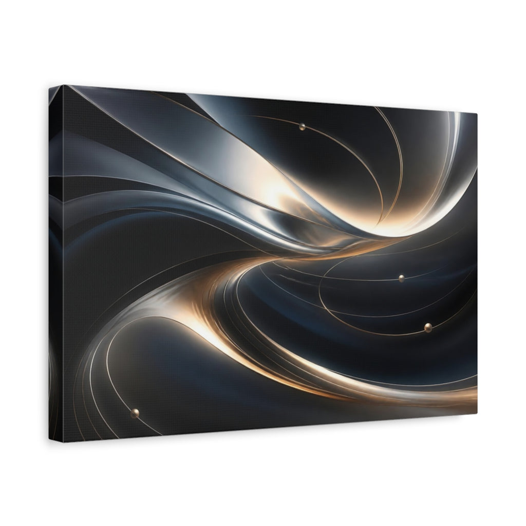 Side Mockup 4. Abstract Abstract Waves Metallic Wave Abstract shown as stretched canvas wall art