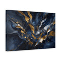 Side Mockup 4. Abstract Abstract Waves Navy Gold Abstract shown as stretched canvas wall art