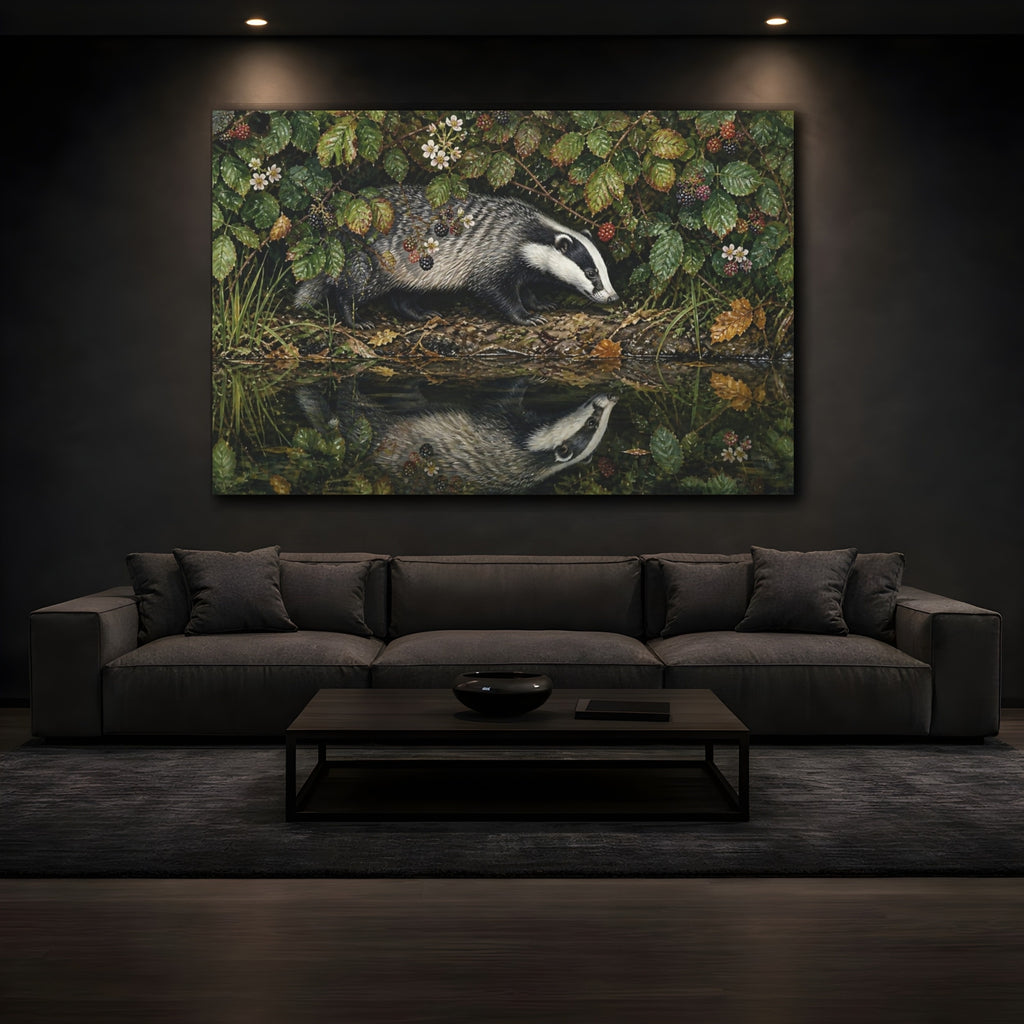 Mockup 3. Animals Badger Badger Wildlife shown as stretched canvas wall art