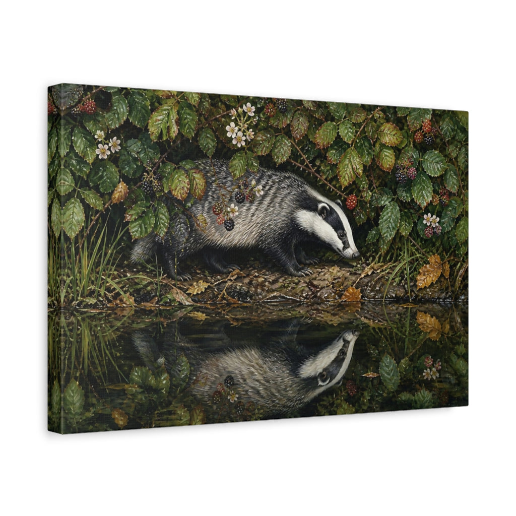 Side Mockup 4. Animals Badger Badger Wildlife shown as stretched canvas wall art
