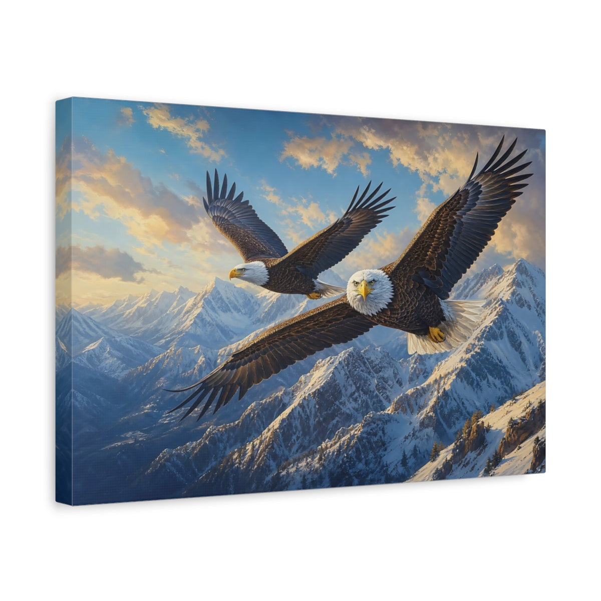 Side Mockup 4. Animals Bald Eagles Brown And White Eagles shown as stretched canvas wall art