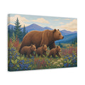 Side Mockup 4. Animals Bear Family Brown Bear Family shown as stretched canvas wall art