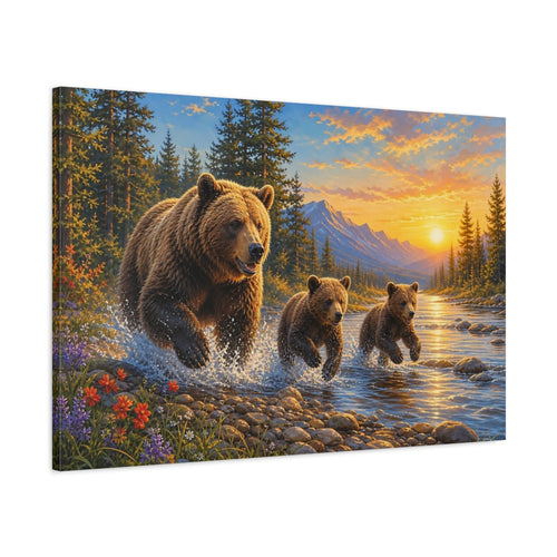 Main Mockup. Animals Bears Brown And Gold shown as stretched canvas wall art