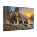 Side Mockup 4. Animals Bears Brown And Gold shown as stretched canvas wall art