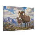 Side Mockup 4. Animals Bighorn Sheep Brown And Blue shown as stretched canvas wall art
