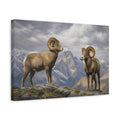 Side Mockup 4. Animals Bighorn Sheep Brown Grey Mountains shown as stretched canvas wall art
