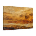 Side Mockup 4. Animals Bison Herd Brown Gold Bison shown as stretched canvas wall art