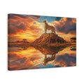 Side Mockup 4. Animals Cheetah Orange Sunset Cheetah shown as stretched canvas wall art