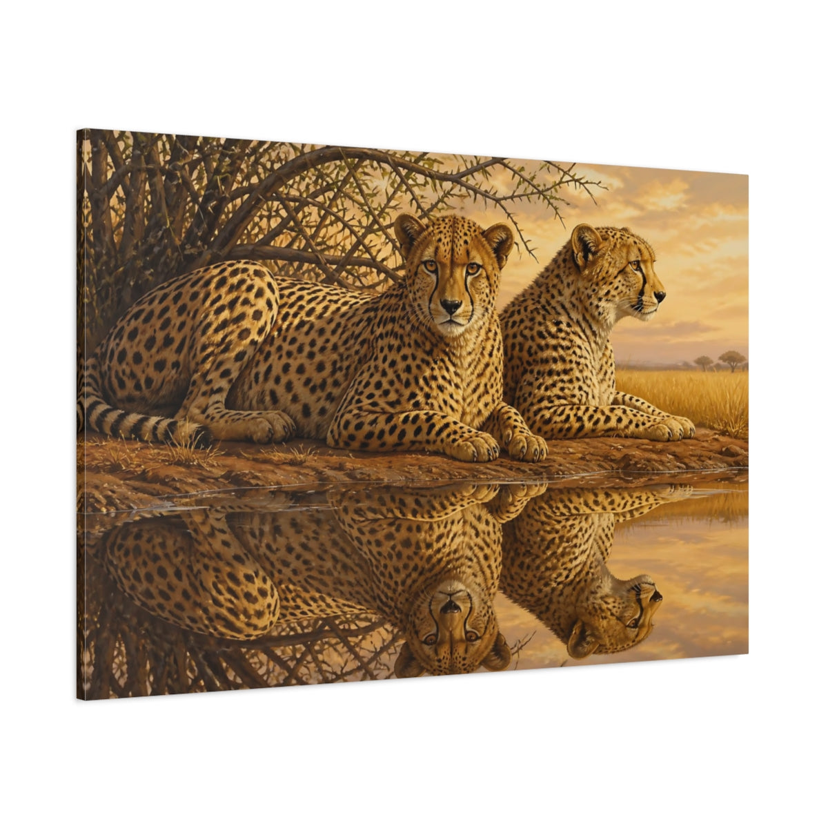 Side Mockup 1. Animals Cheetahs Golden Cheetahs shown as canvas print