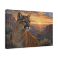 Side Mockup 4. Animals Cougar Brown And Orange shown as stretched canvas wall art
