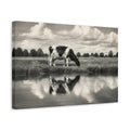 Side Mockup 4. Animals Cow Monochrome Cow shown as canvas print