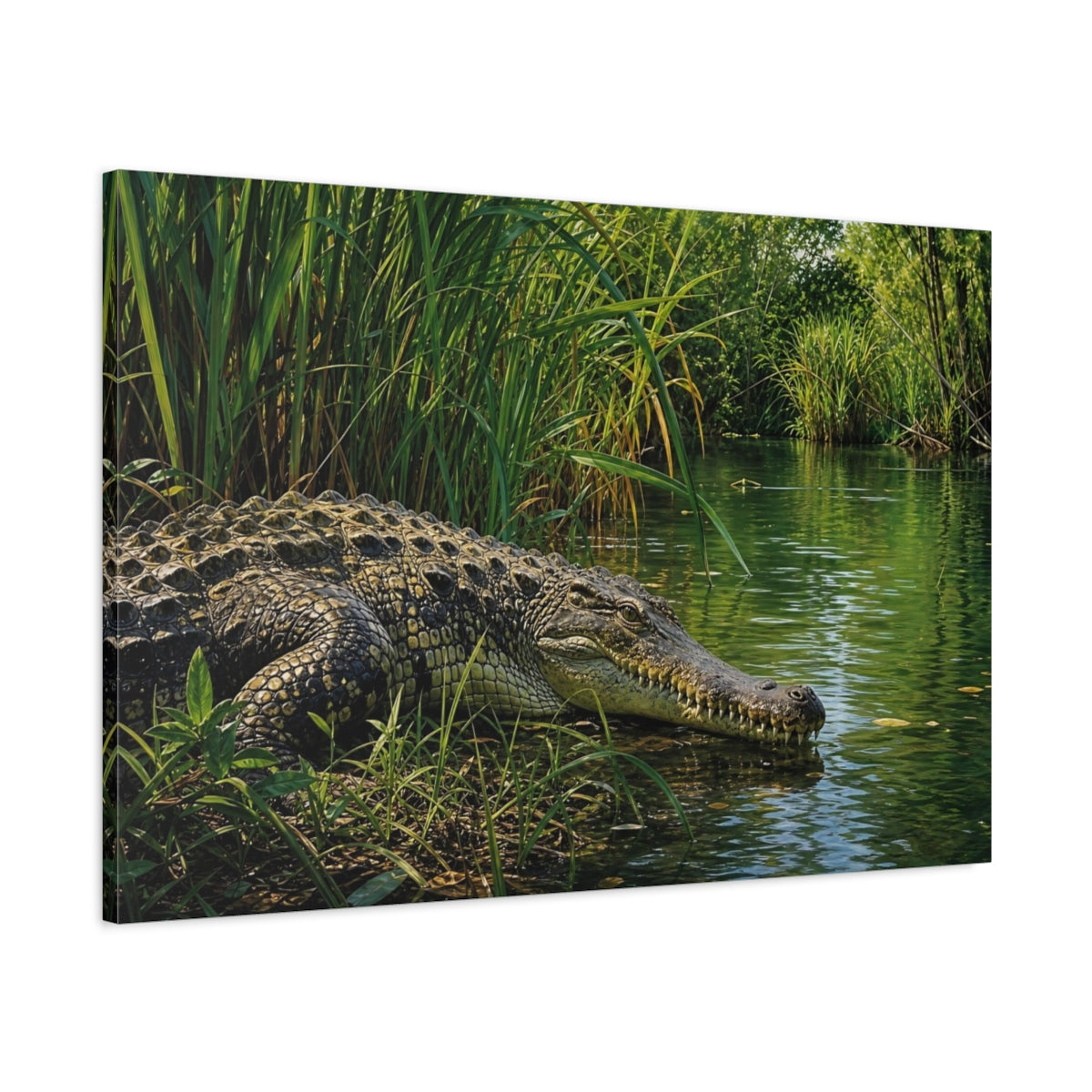 Main Mockup. Animals Crocodile Green Crocodile shown as canvas print