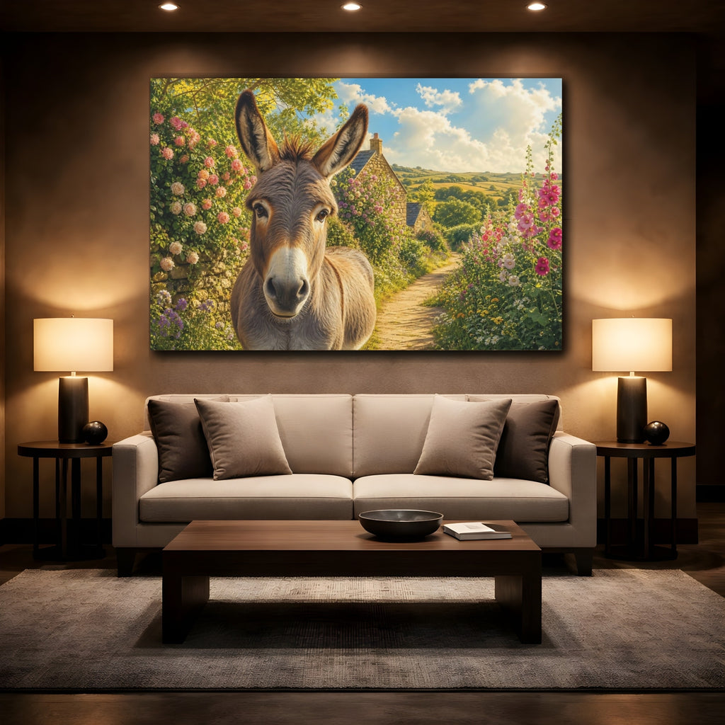 Mockup 2. Animals Donkey Donkey Countryside shown as canvas print