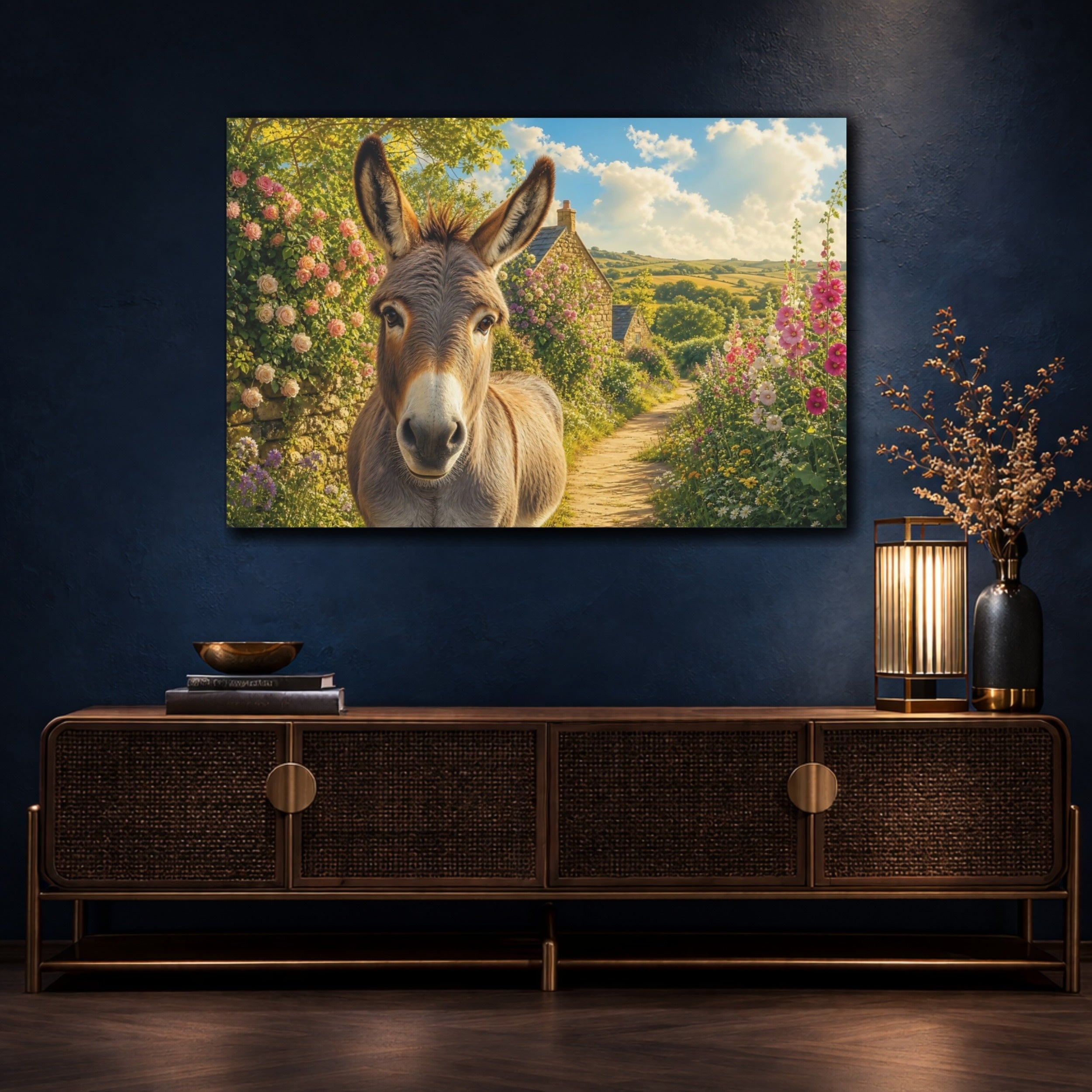 Mockup 4. Animals Donkey Donkey Countryside shown as canvas print