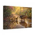 Side Mockup 4. Animals Duck Family Golden Duck Family shown as canvas print