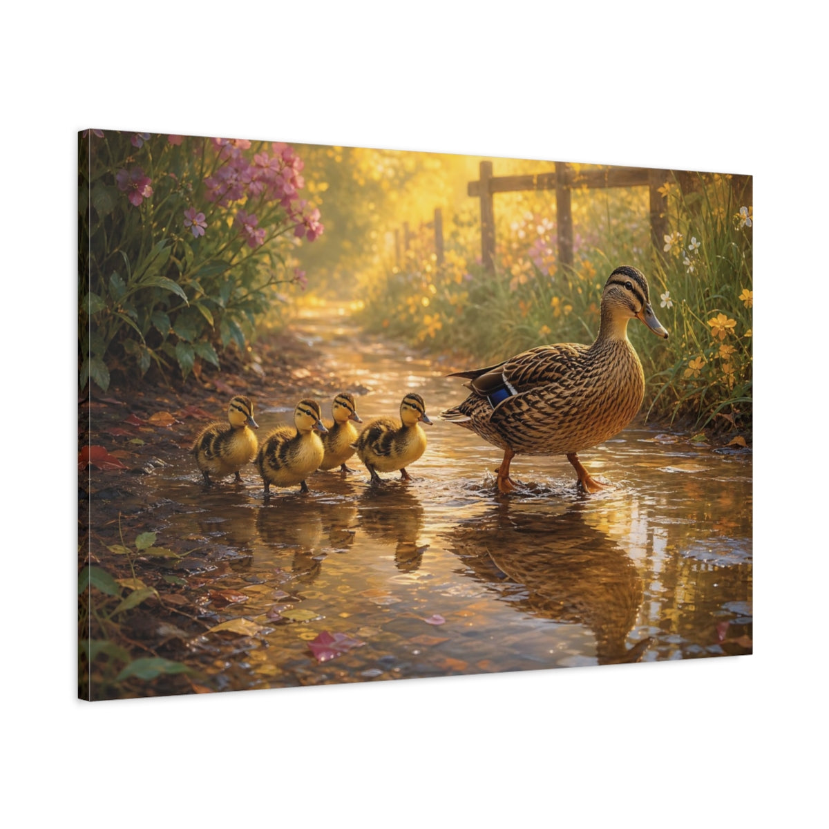 Main Mockup. Animals Duck Family Golden Duck Family shown as canvas print