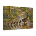 Side Mockup 4. Animals Ducks Brown Green Ducks shown as stretched canvas wall art