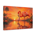 Side Mockup 4. Animals Flamingo Family Pink Flamingos Sunset shown as stretched canvas wall art