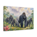 Side Mockup 4. Animals Gorilla Family Jungle Gorillas shown as stretched canvas wall art